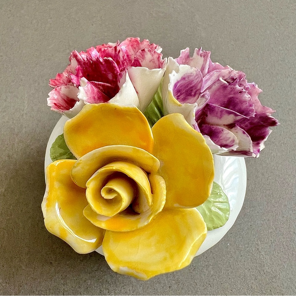 Vintage Sandford Handcrafted Fine Bone China Miniature Rose Floral Bouquet